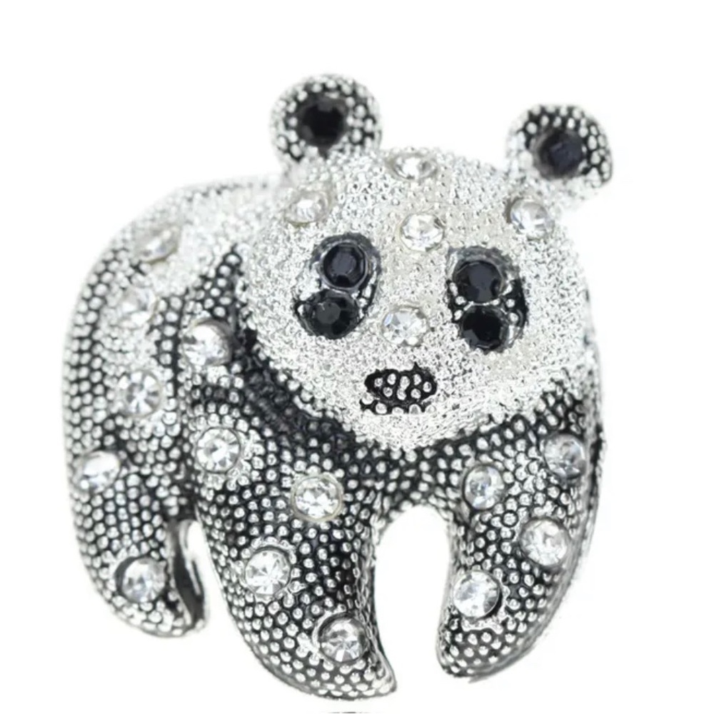 Rhinestone Panda Brooch